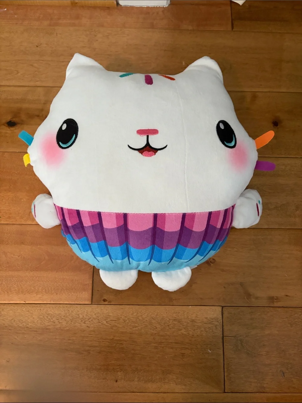 Gabby’s dollhouse Plush White Cakey pillow with Pink & Blue Cupcake Skirt